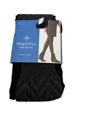 NWT Simply Vera Vera Wang Sheer Chevron Control Top Fashion Tights Size 1 Black